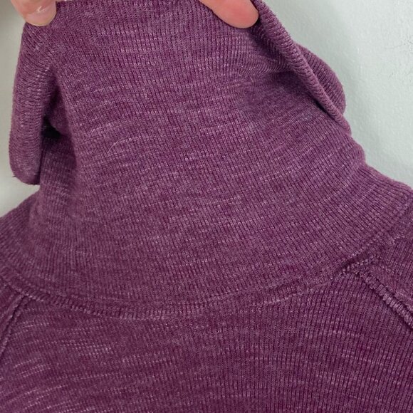 Free People Purple Open Back Split Hem Cowl Neck Turtleneck Sweater Oversized XS - Picture 6 of 10